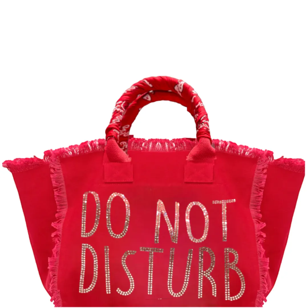 Do Not Disturb Crystal Fringe Canvas Bag