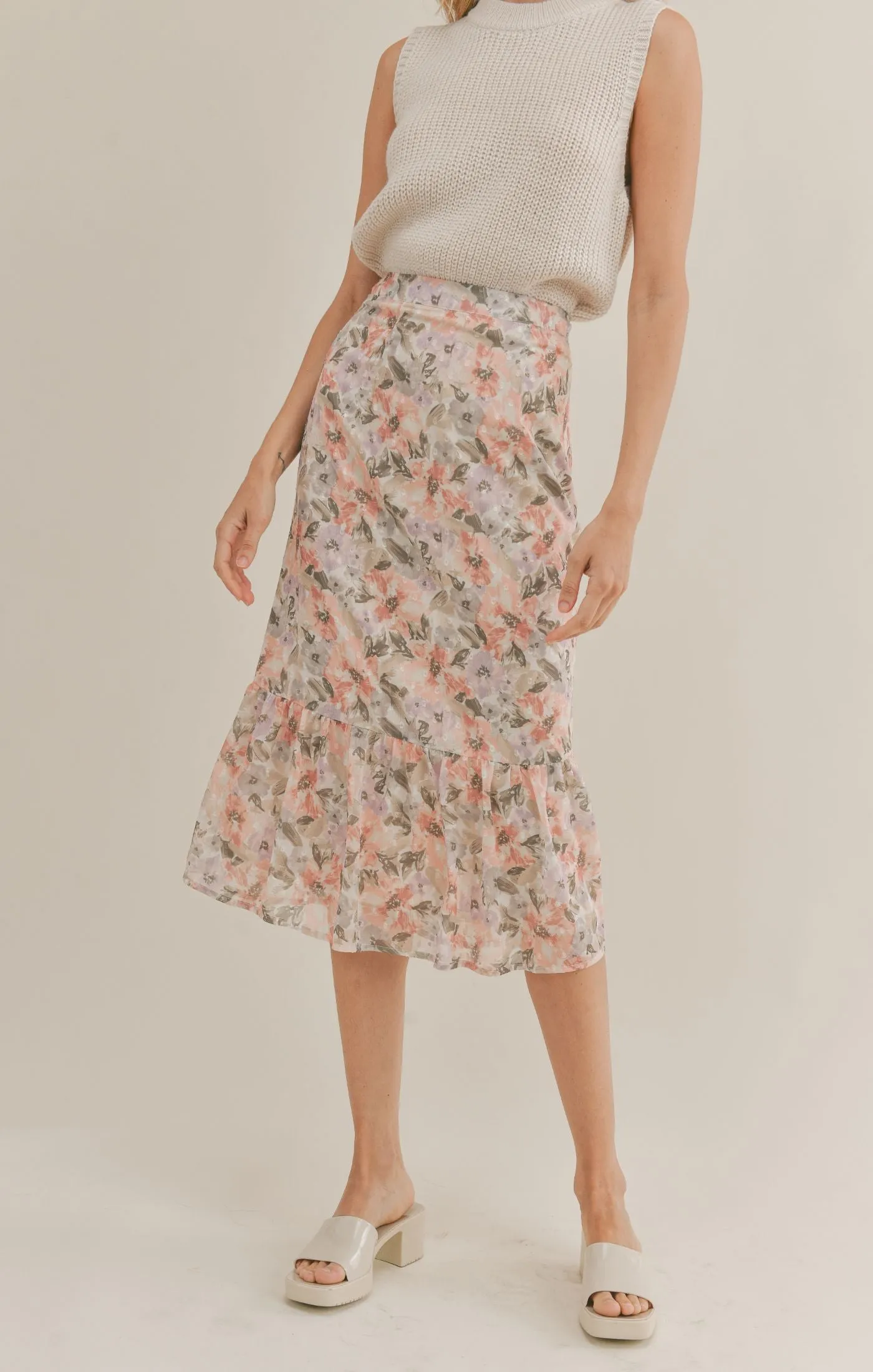 Dune Flowers Midi Skirt