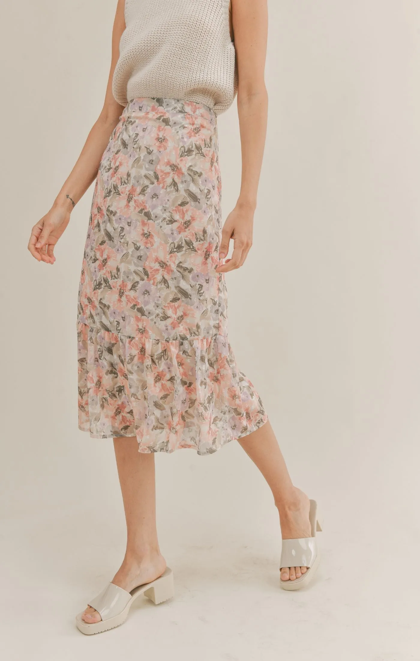 Dune Flowers Midi Skirt