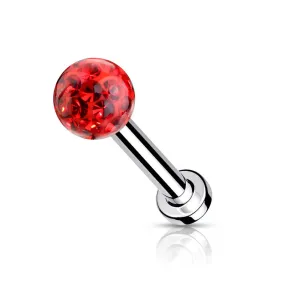 Epoxy Covered Crystal Paved Ball Flat Back Studs - Red