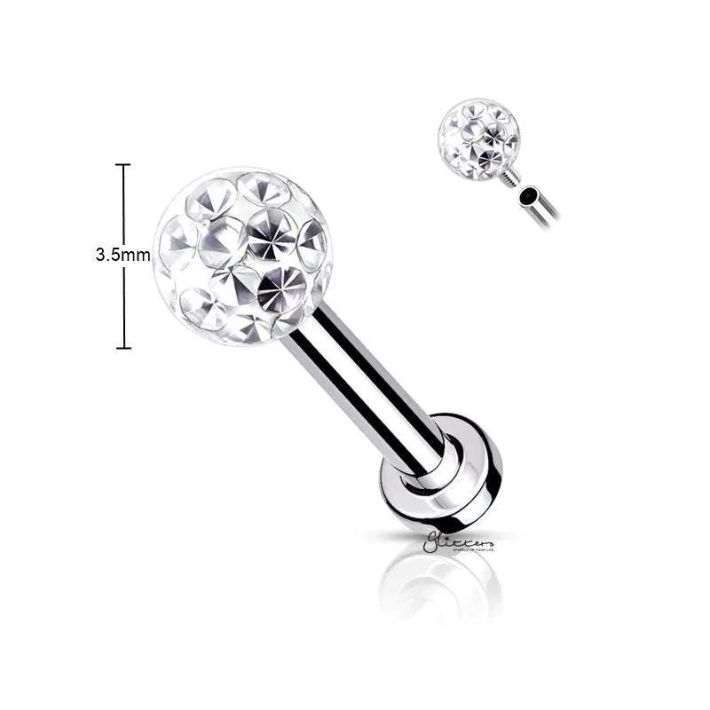 Epoxy Covered Crystal Paved Ball Flat Back Studs - Red