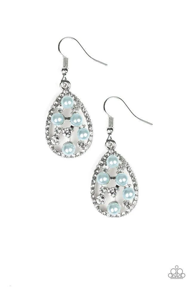 Fabulously Wealthy Blue Pearl Teardrop Earrings - Paparazzi Accessories