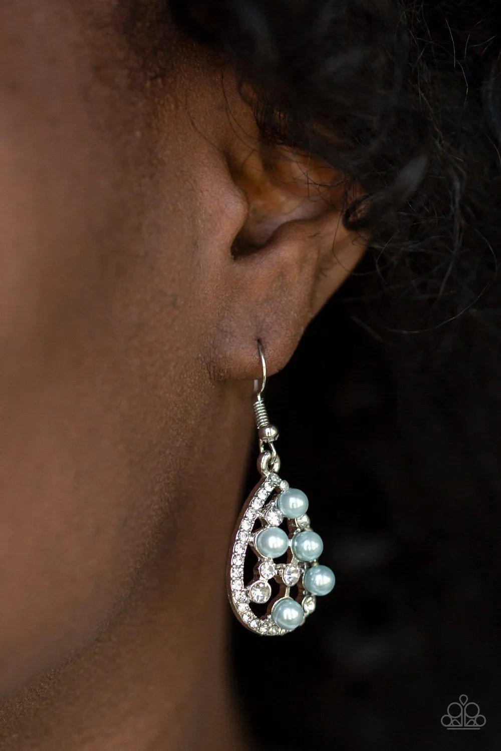 Fabulously Wealthy Blue Pearl Teardrop Earrings - Paparazzi Accessories