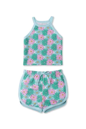 Gingersnaps Flower Print Halter Top and Shorts Set