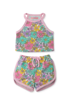 Gingersnaps Flower Print Halter Top and Shorts Set