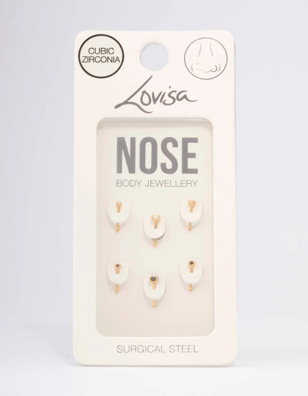 Gold Plated Surgical Steel Graduating Nose Stud 6-Pack