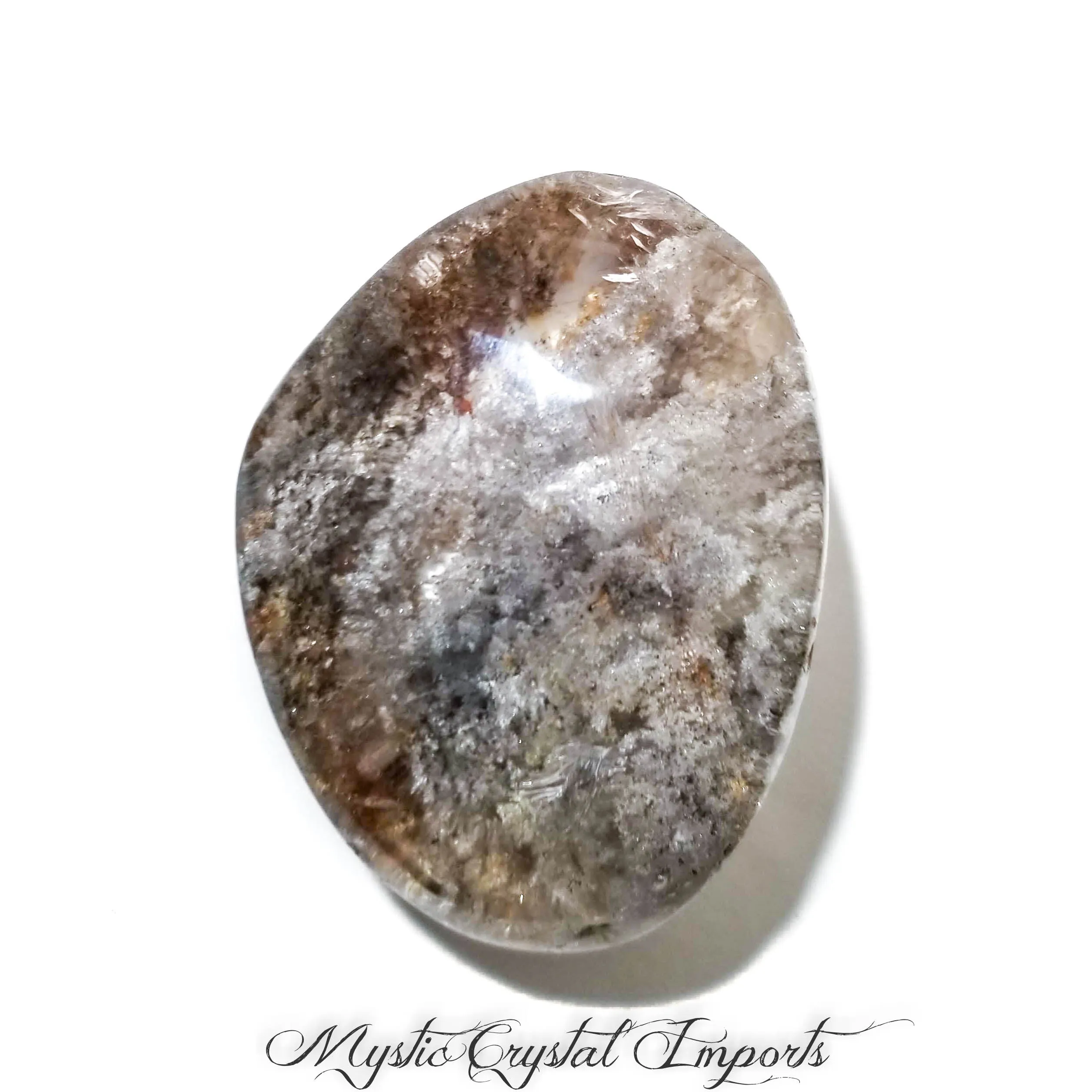 Grey Phantom Lodolite Quartz Crystal Meditation Stone