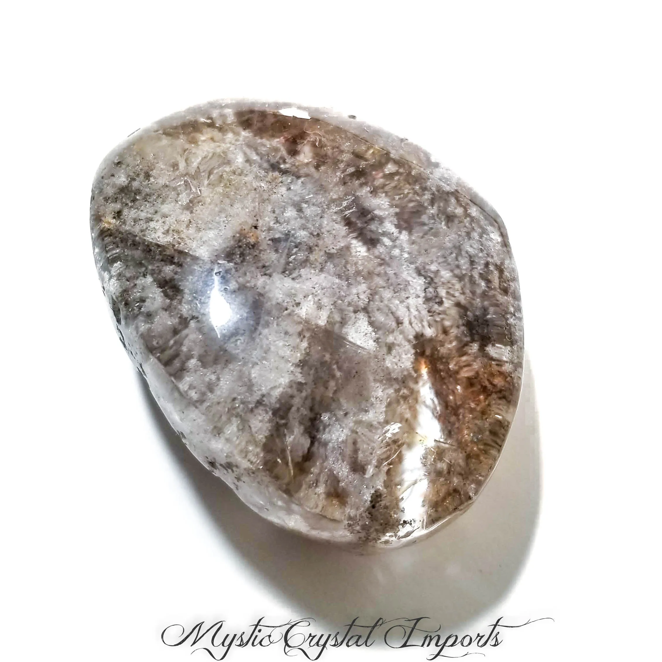 Grey Phantom Lodolite Quartz Crystal Meditation Stone