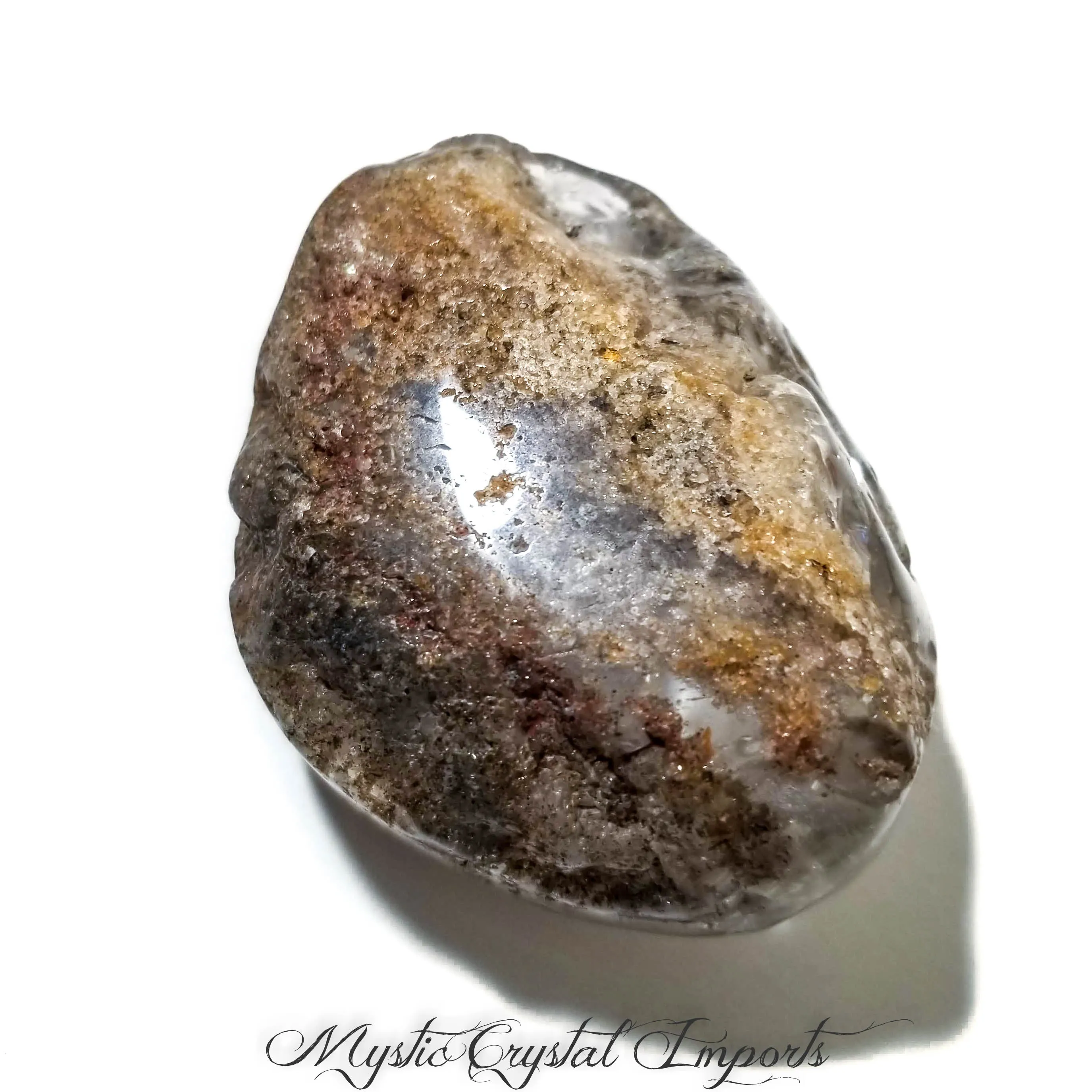 Grey Phantom Lodolite Quartz Crystal Meditation Stone