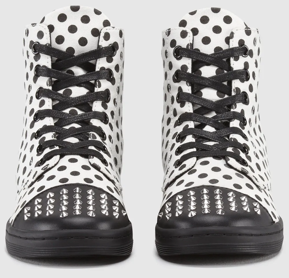 HACKSTUD WHITE BLACK DOTS FINE CANVAS BOOT