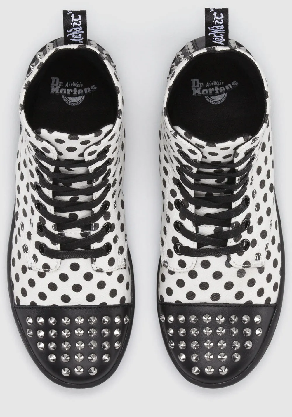 HACKSTUD WHITE BLACK DOTS FINE CANVAS BOOT