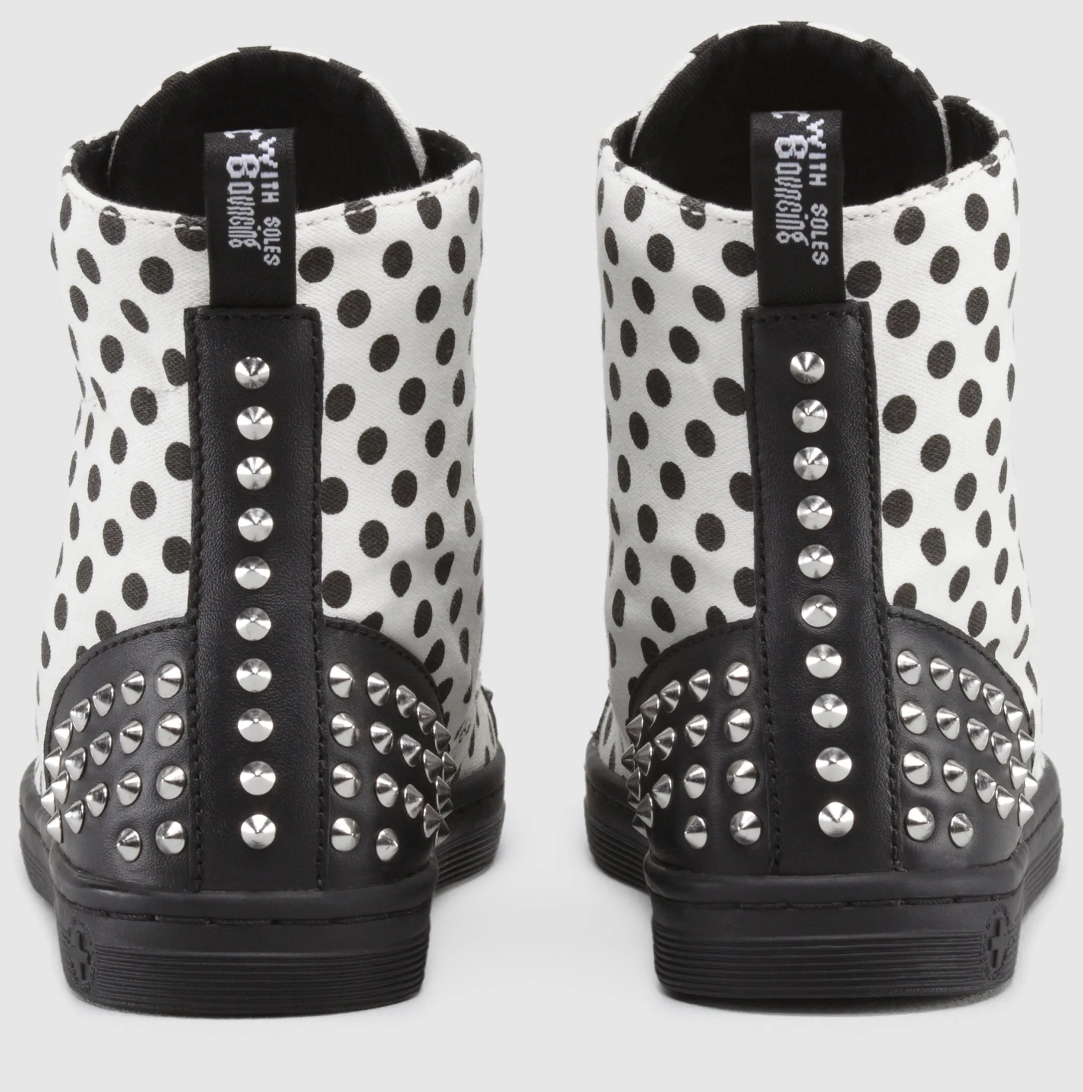 HACKSTUD WHITE BLACK DOTS FINE CANVAS BOOT