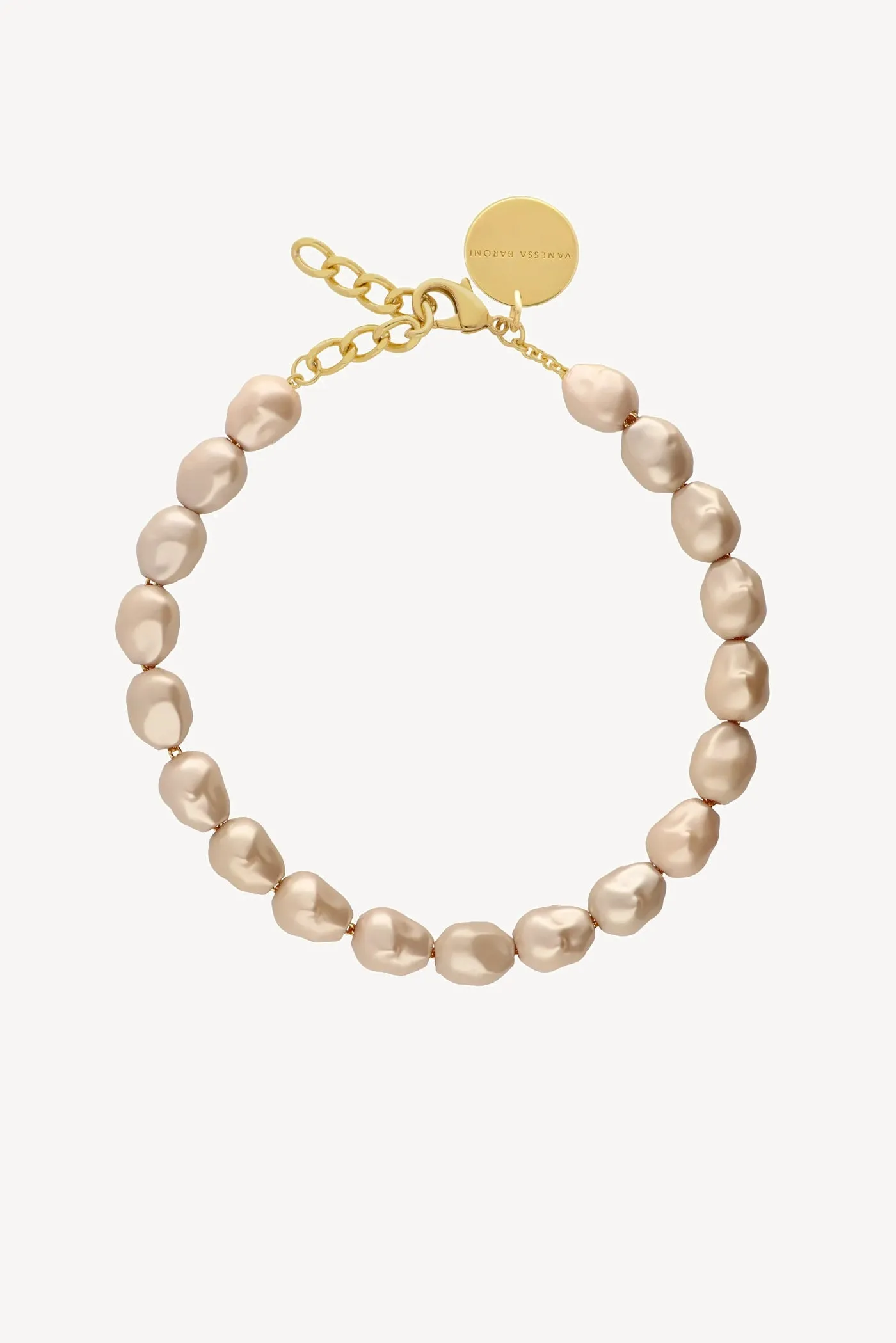 Kette Organic Pearl Short in Champagner