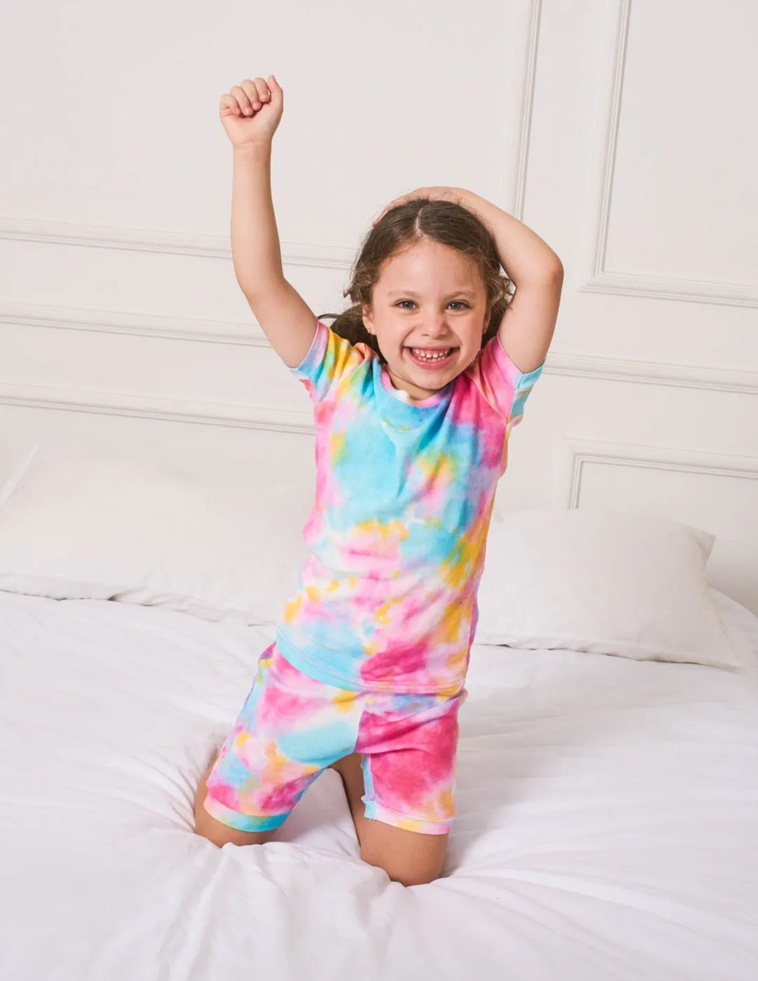 Kids Cotton Short Rainbow Mix Tie Dye Pajamas