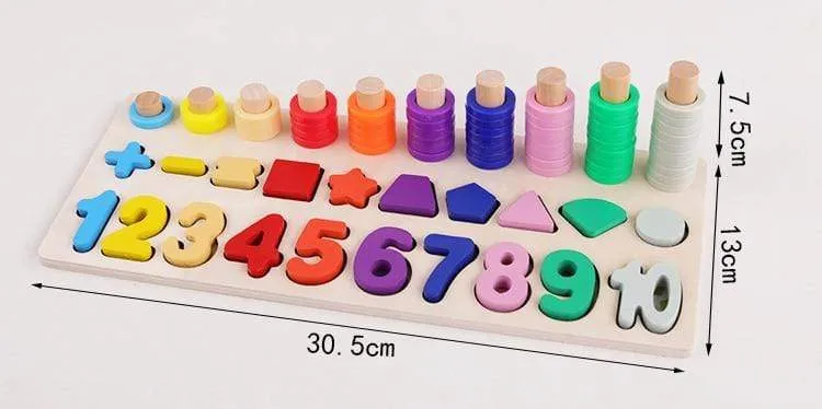 Kids Montessori Educational Wooden Math Toys Children Busy Board Count Shape Colors Match Fishing Puzzle Learning Toys Gifts