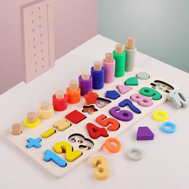 Kids Montessori Educational Wooden Math Toys Children Busy Board Count Shape Colors Match Fishing Puzzle Learning Toys Gifts