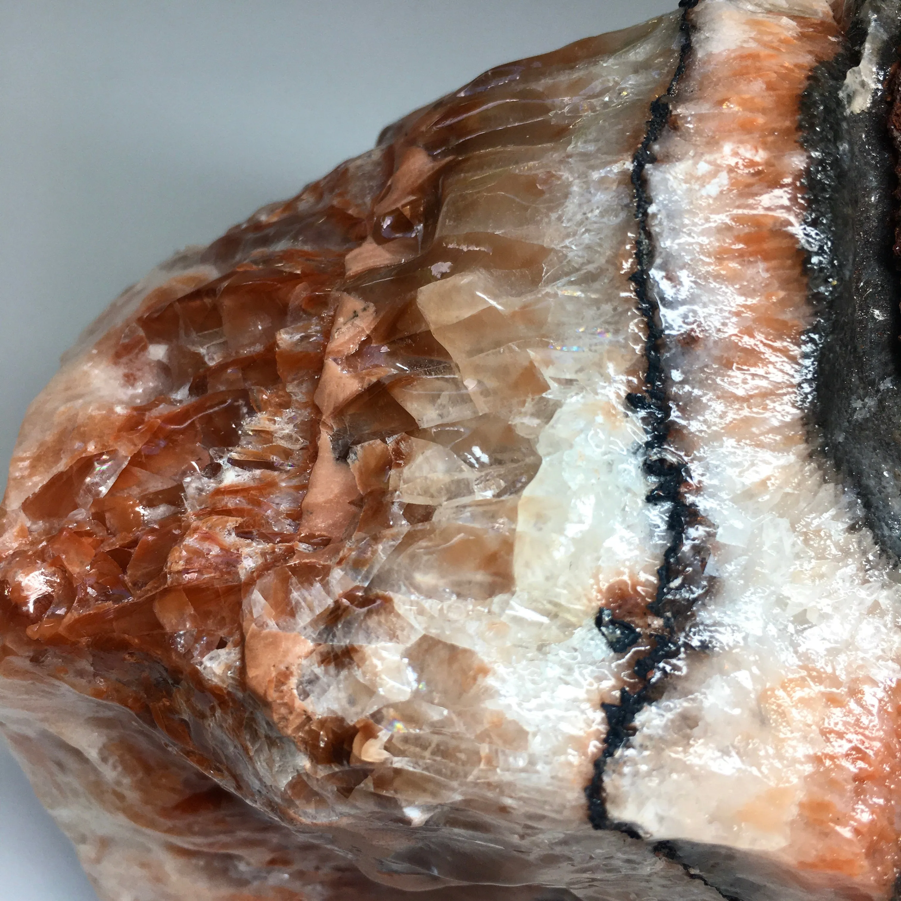 Large Raw Red Banded Calcite Crystal Chunk