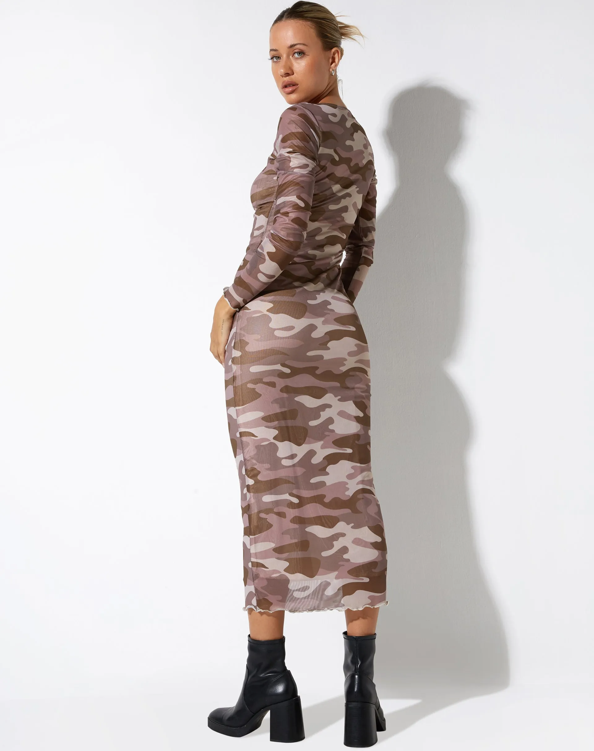 Laura Midi Dress in Camo