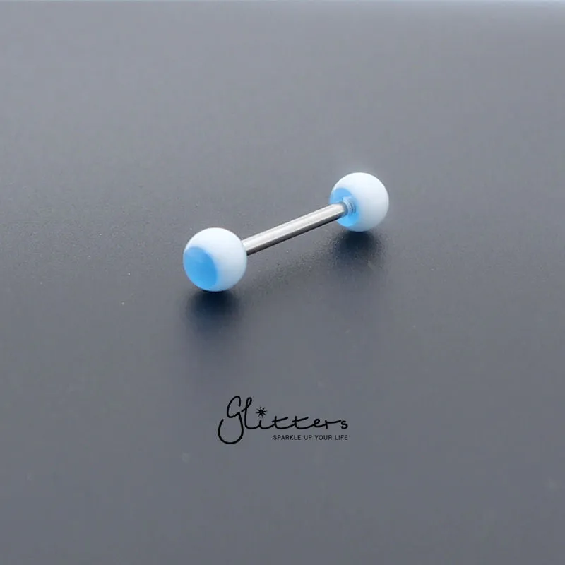 Light Blue Circle Acrylic Ball with Surgical Steel Tongue Bar