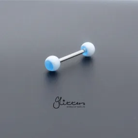 Light Blue Circle Acrylic Ball with Surgical Steel Tongue Bar