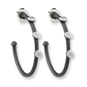 Lika Behar Oxidized Silver 30mm Hoop Earrings with White Sapphires