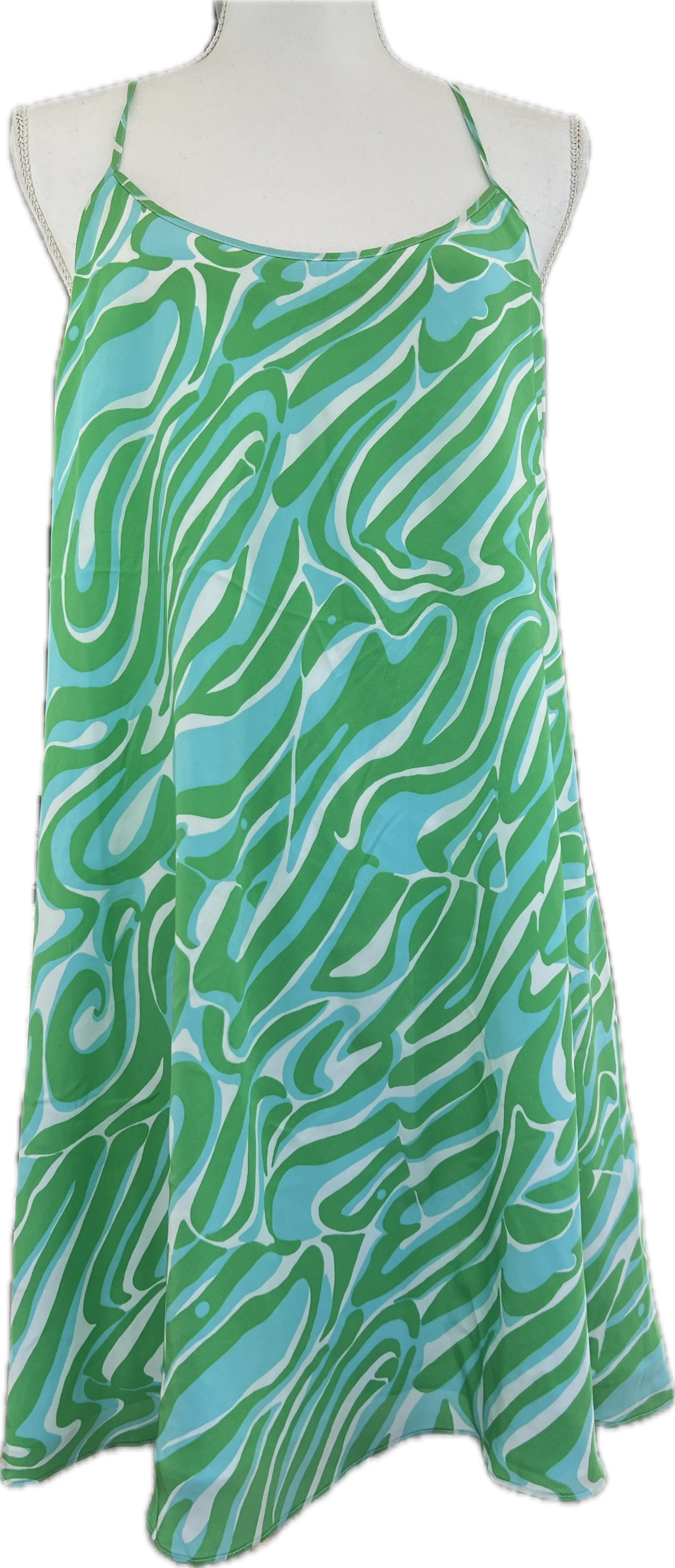 Lilly Pulitzer Silk Blue & Green Mini Dress, L