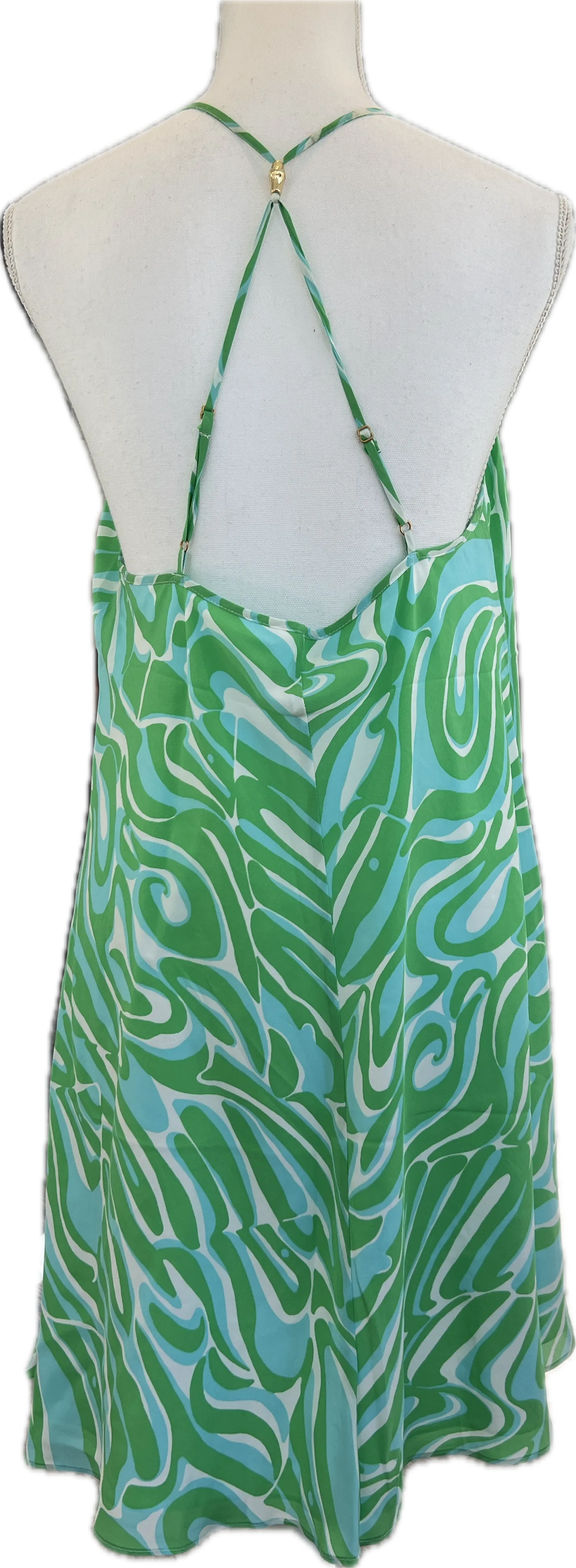 Lilly Pulitzer Silk Blue & Green Mini Dress, L