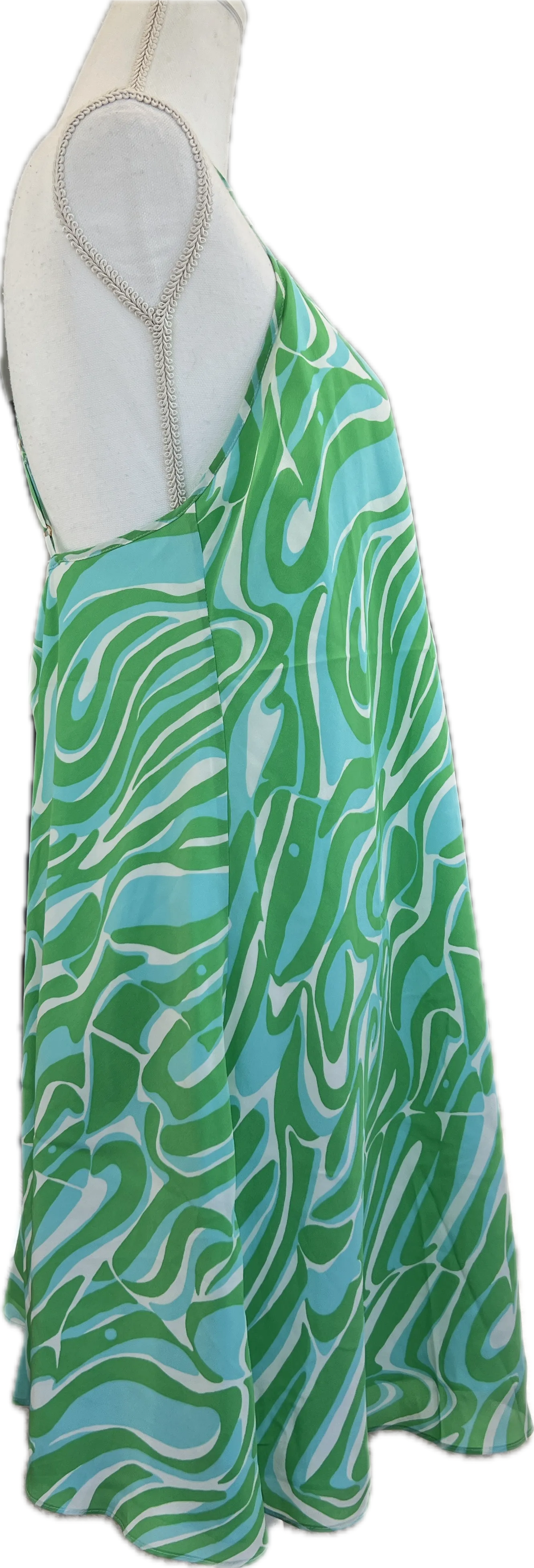 Lilly Pulitzer Silk Blue & Green Mini Dress, L