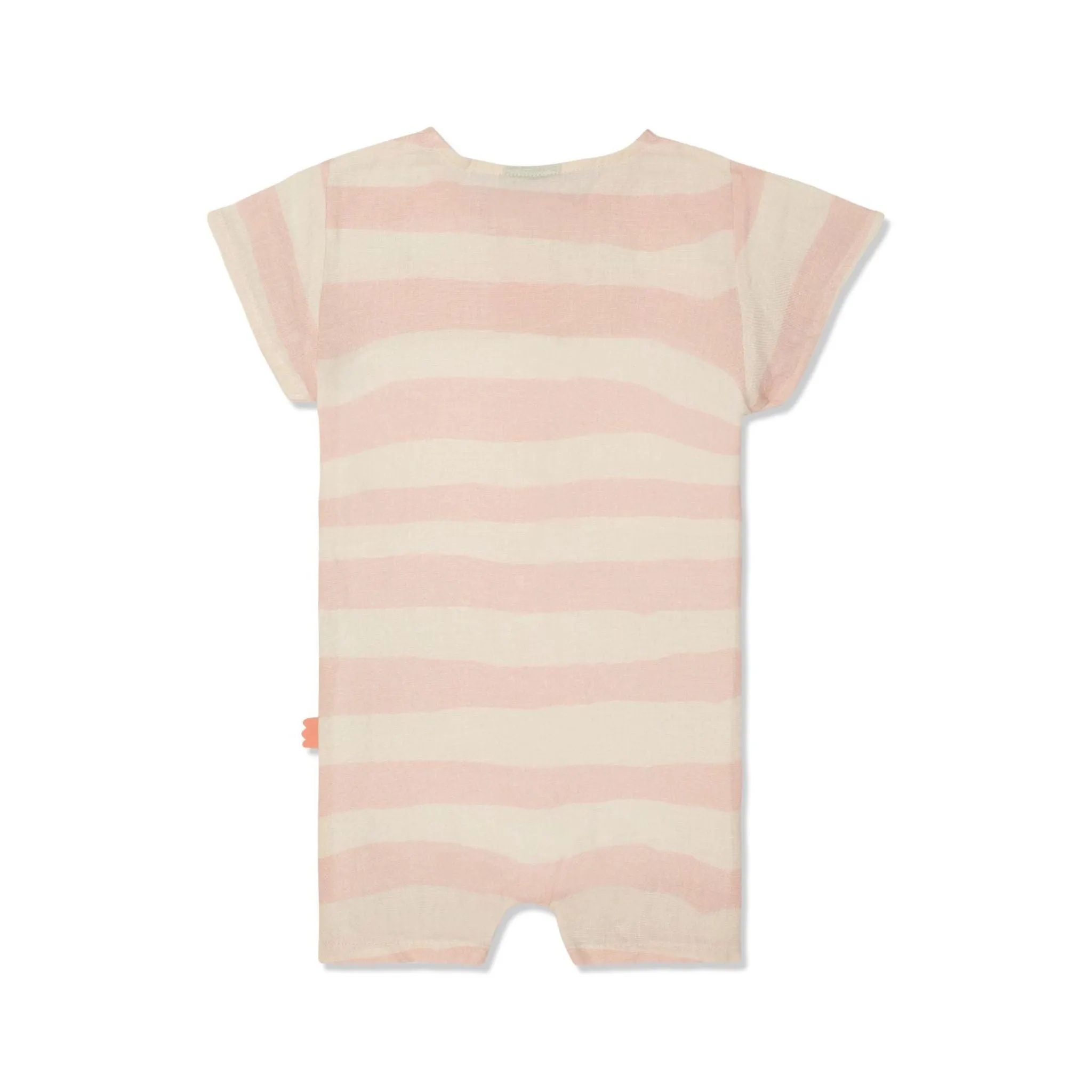 Linen Striped Misty Rose Baby Romper