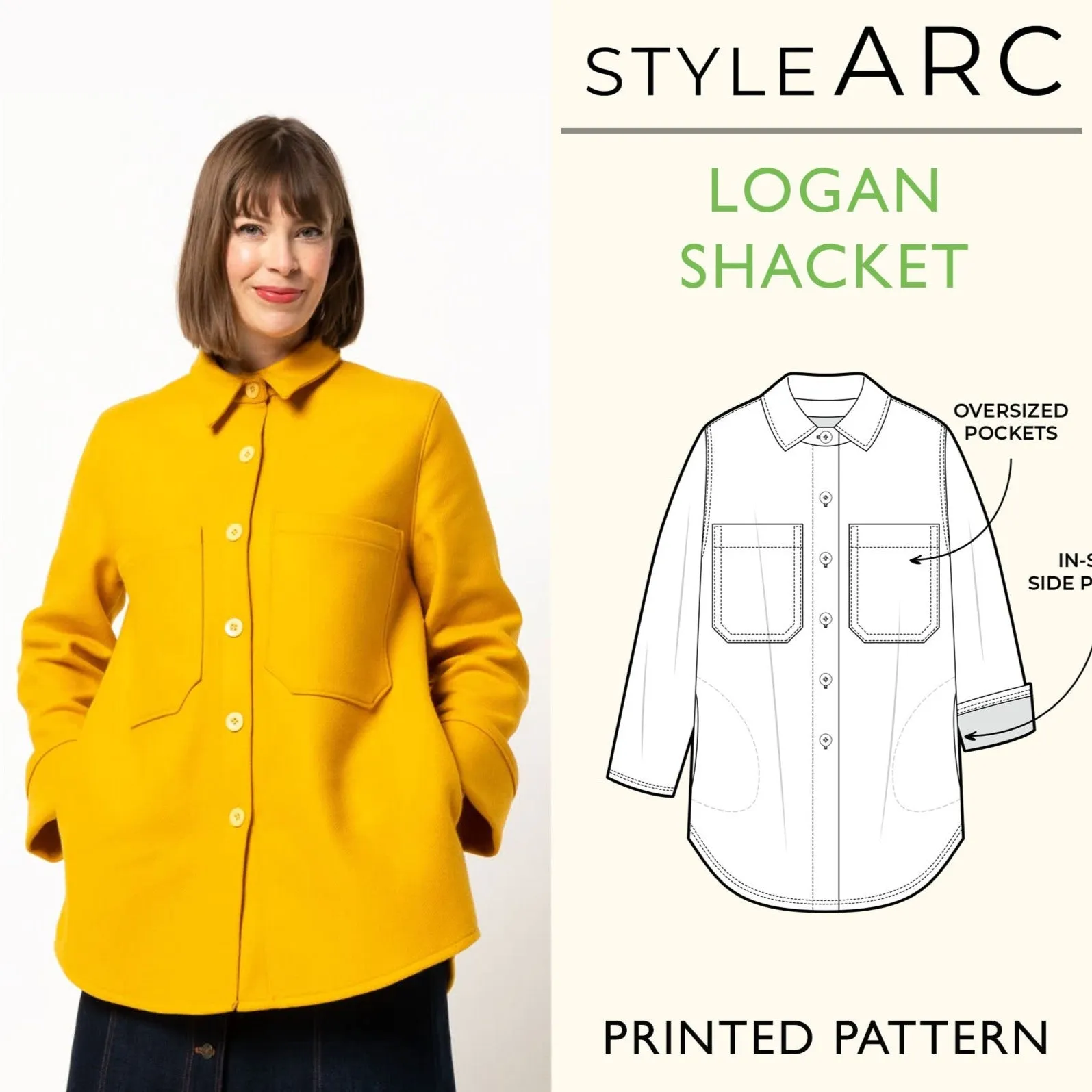 Logan Shacket Jacket/Shirt by Style Arc, US Sizes 0-18