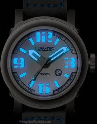 Lum-Tec Mens Abyss Automatic - Blue Dial - Black Leather Strap - Date - 600m