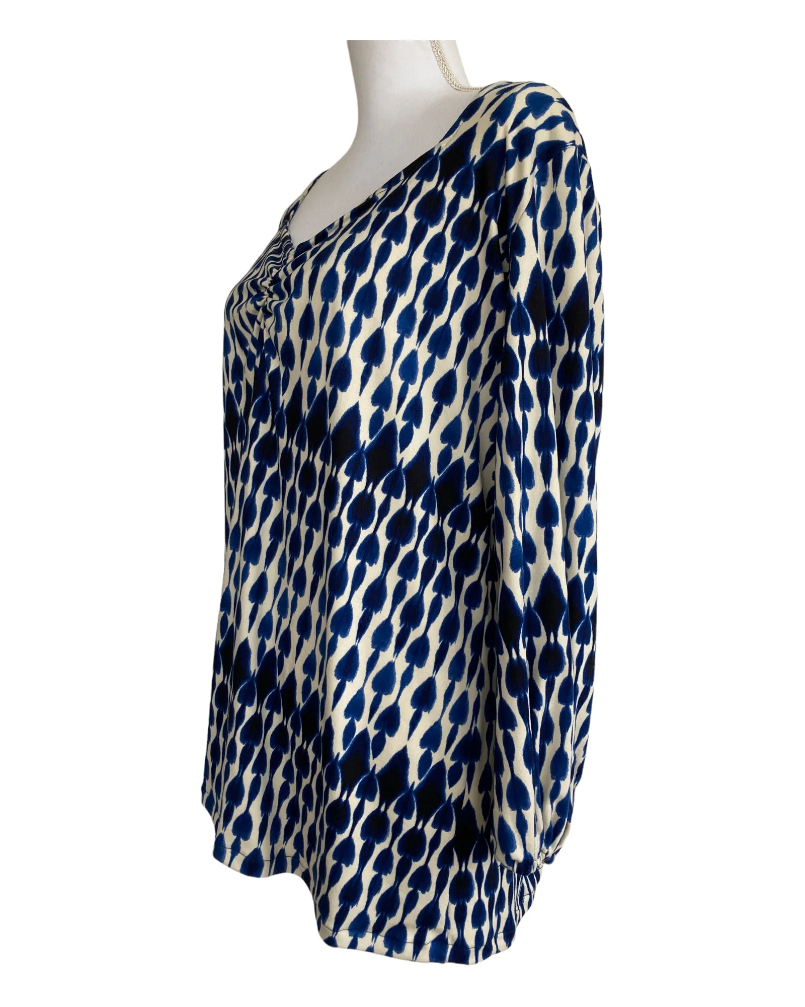 Matrushka Blue and Cream Print Tunic, M