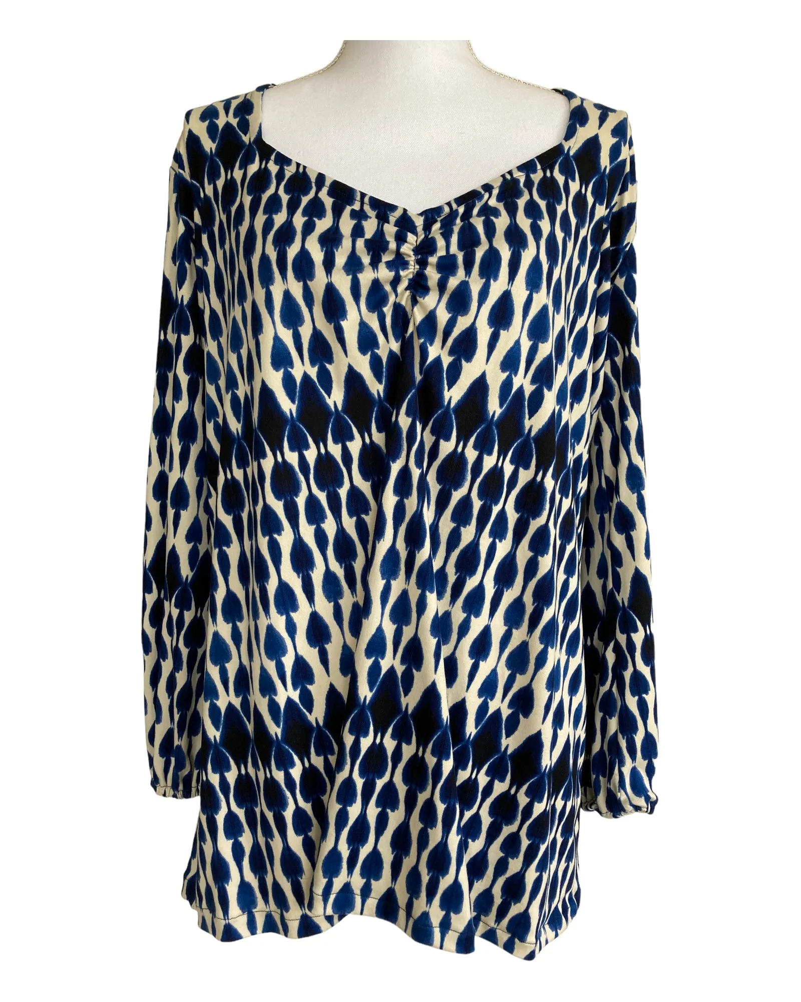 Matrushka Blue and Cream Print Tunic, M