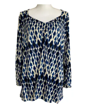 Matrushka Blue and Cream Print Tunic, M