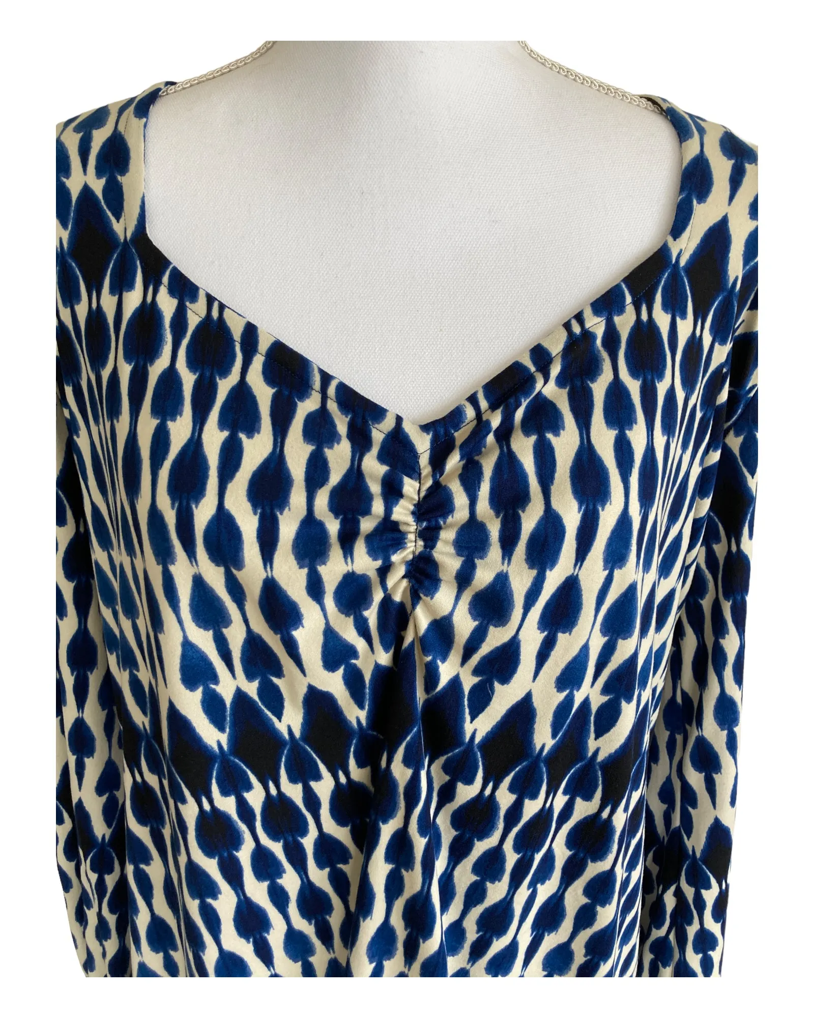 Matrushka Blue and Cream Print Tunic, M