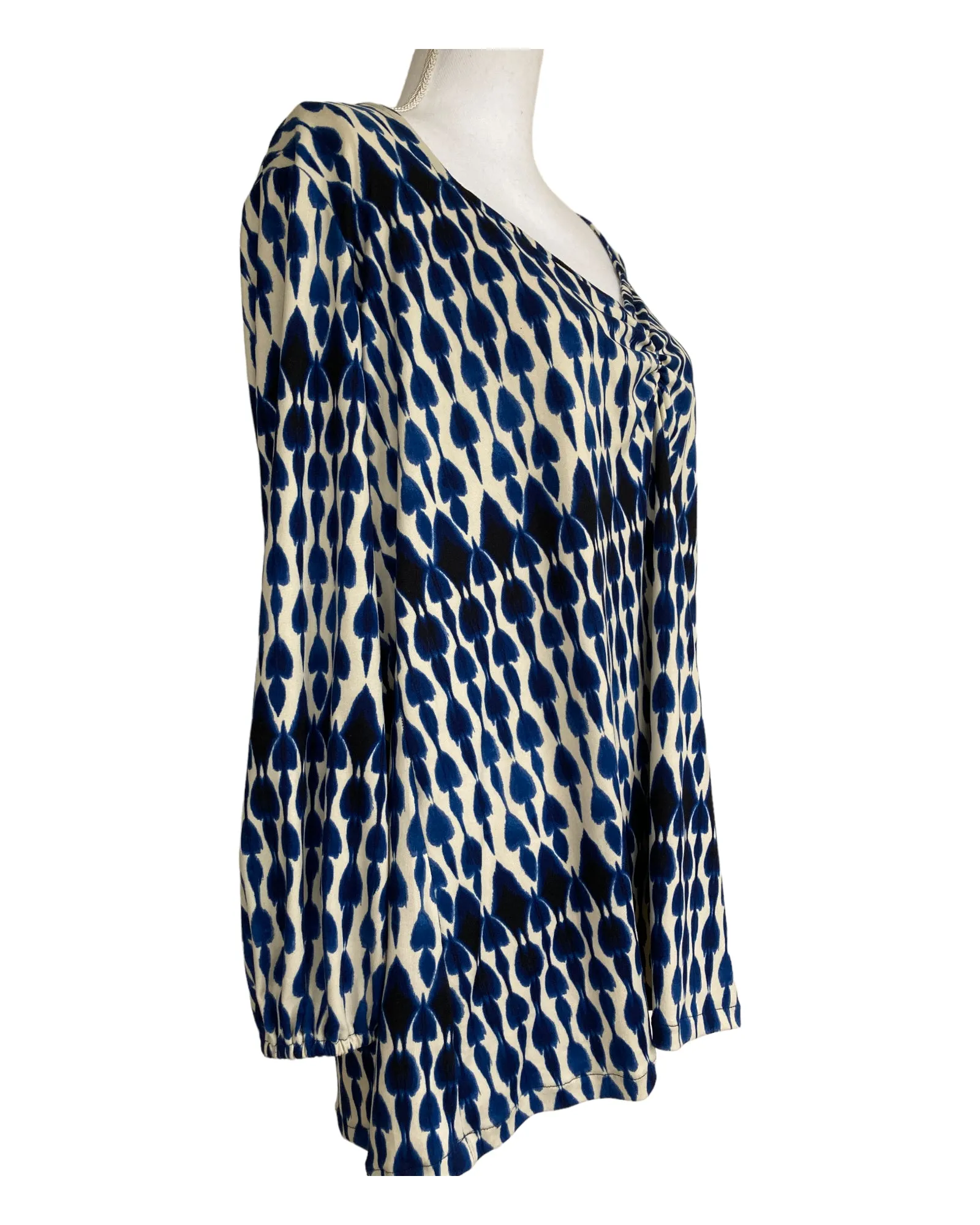 Matrushka Blue and Cream Print Tunic, M