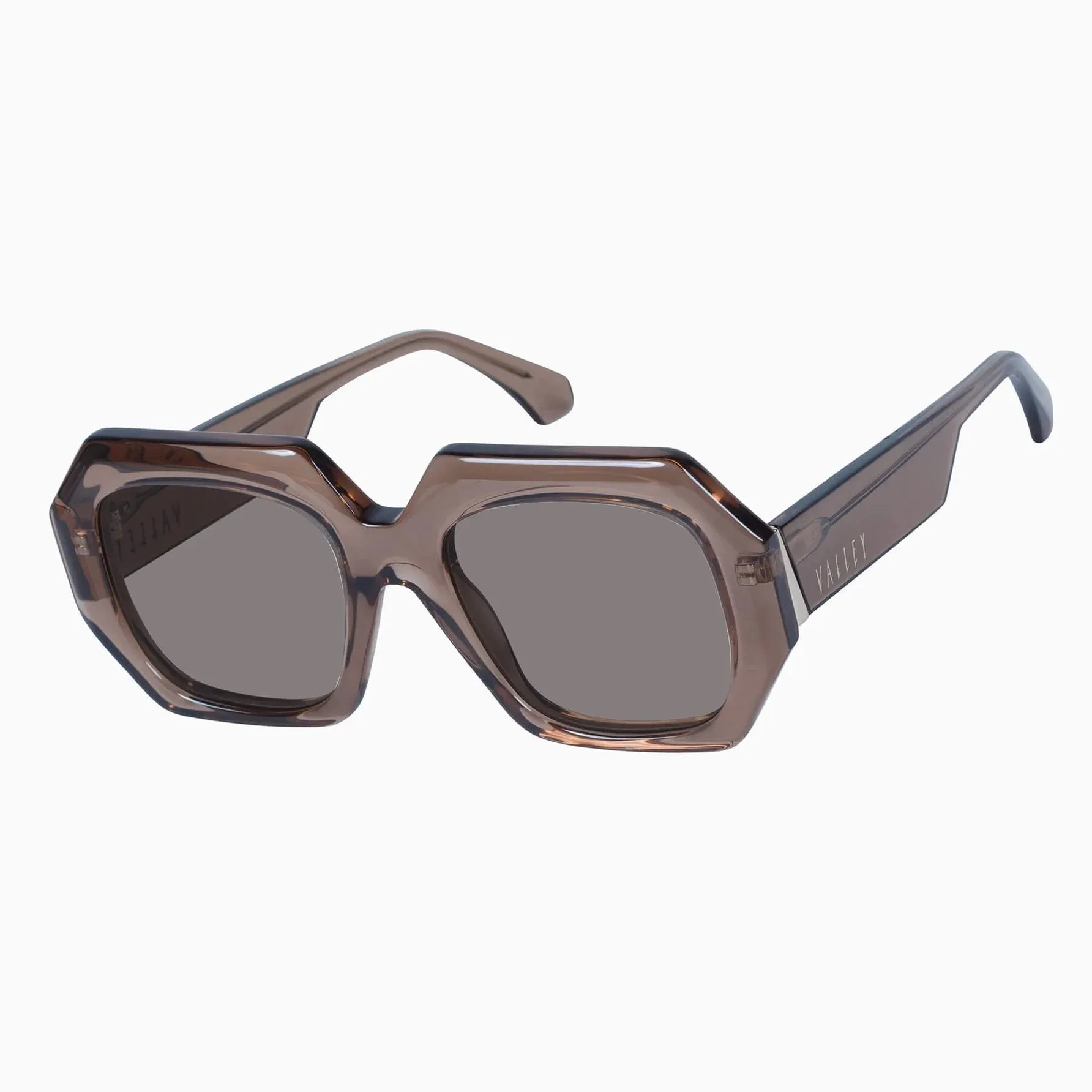 Monolith | Sunglasses - Transparent Mocha w. Gold Metal Trim / Light Brown Lens