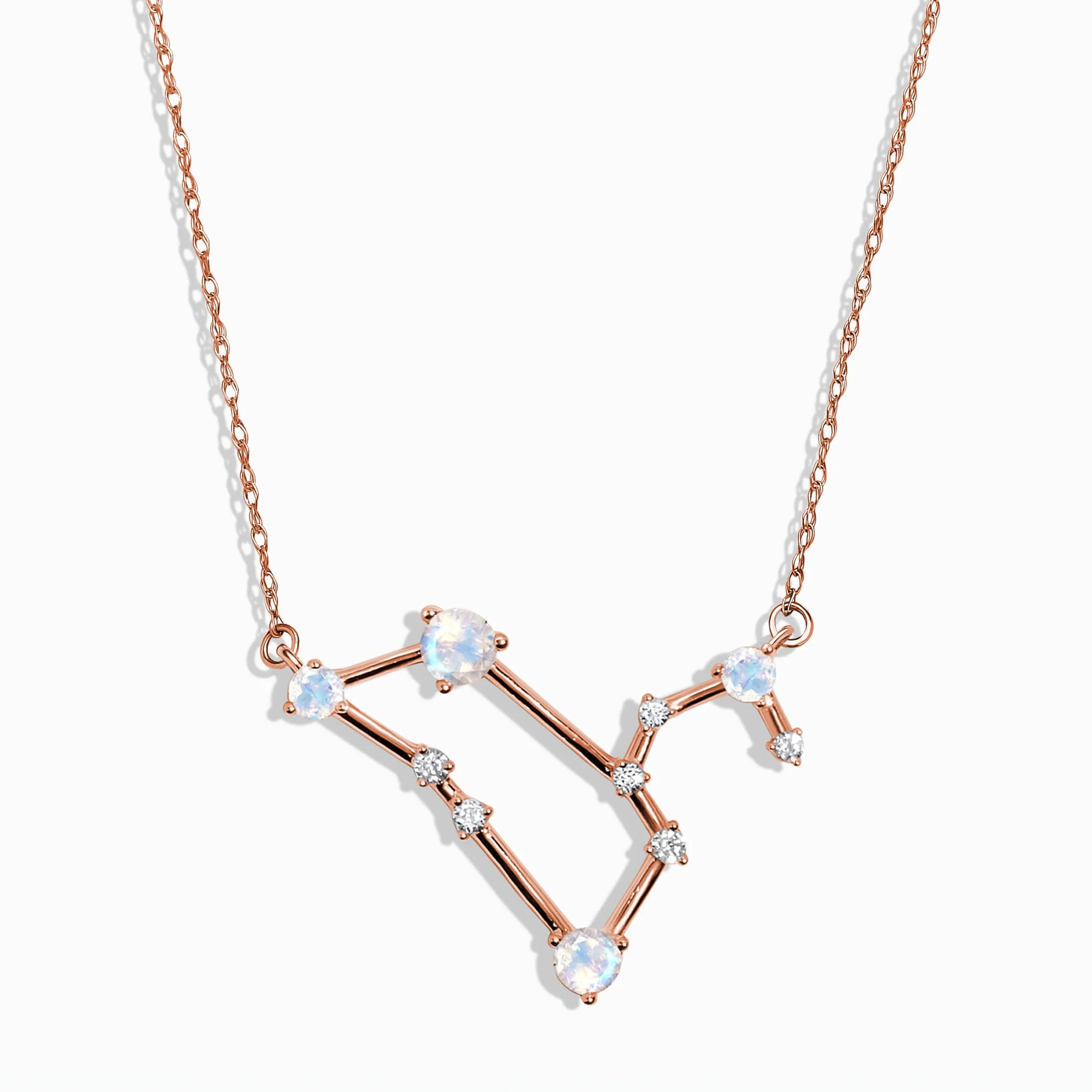 Moonstone Diamond Necklace - Leo Zodiac Constellation