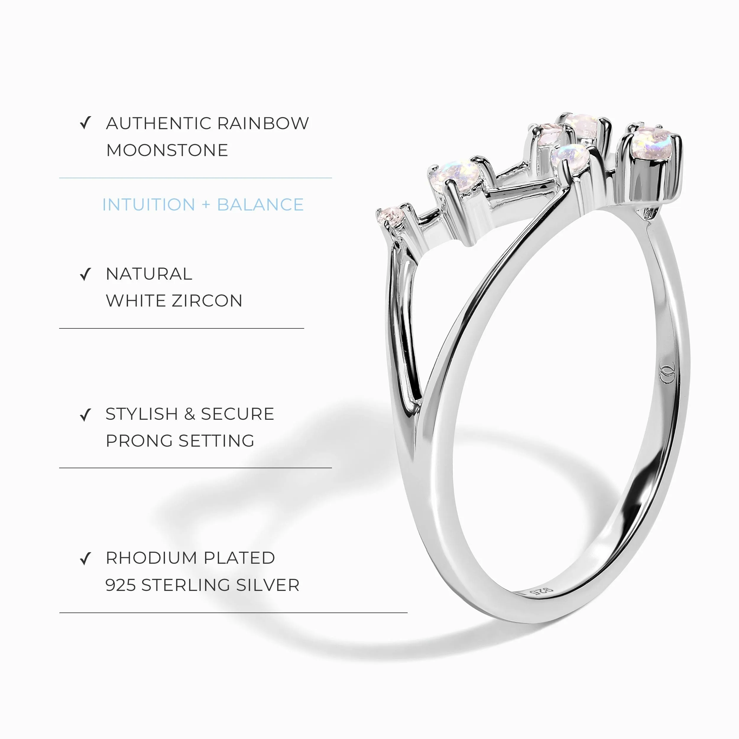 Moonstone Ring - Capricorn Zodiac Constellation