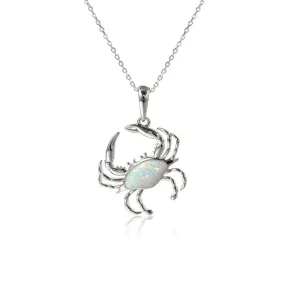 Opal Blue Crab Pendant