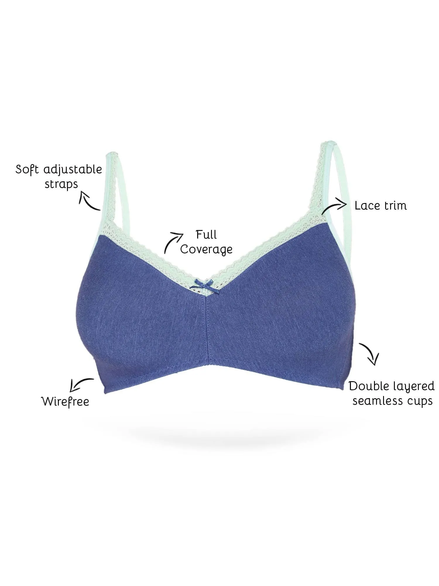 Organic Cotton Antimicrobial Soft Laced Bra-ISB017A-