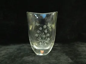 Orrefors Swedish Modern Engraved Crystal Vase - Mint Condition