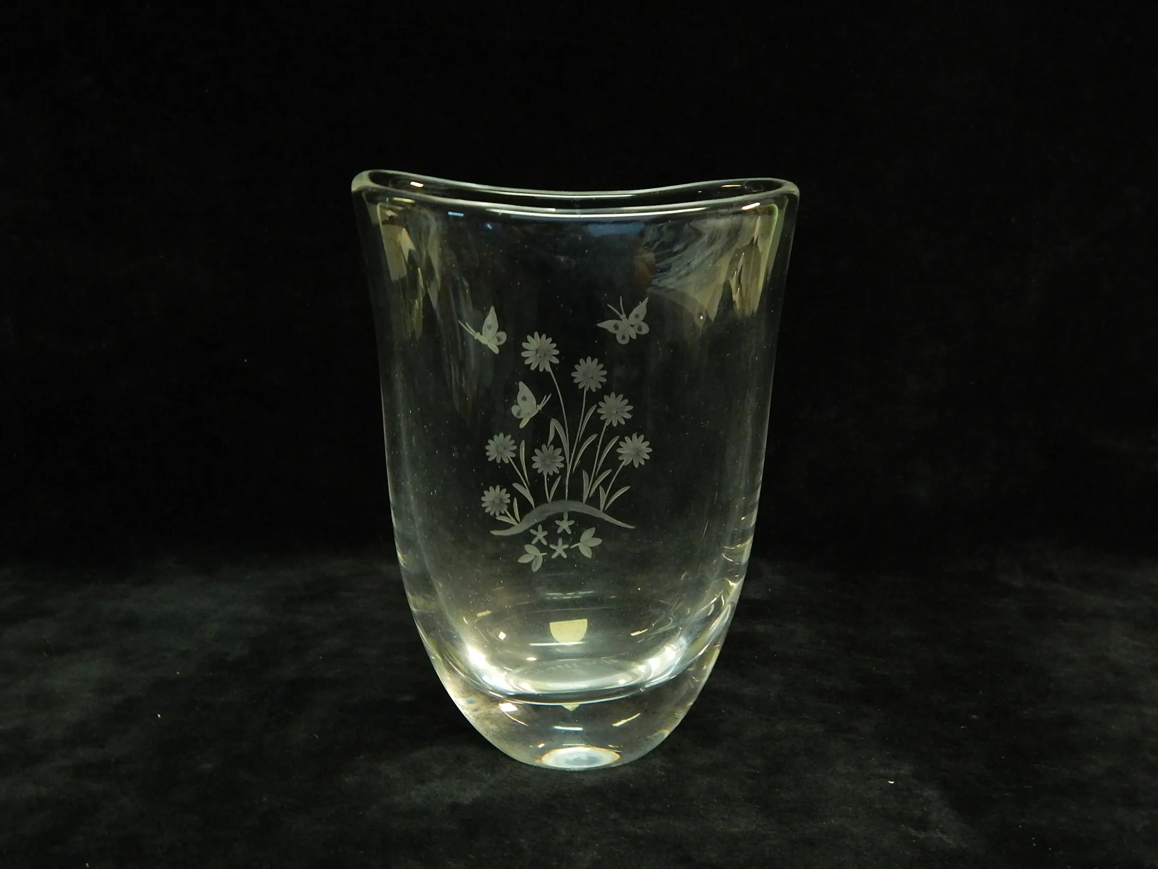 Orrefors Swedish Modern Engraved Crystal Vase - Mint Condition