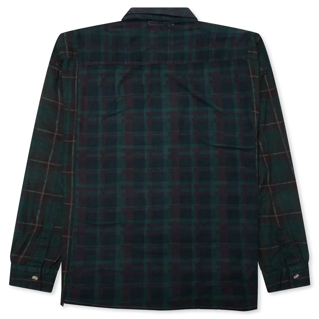 Over Dyed Ribbon Wide Shirt - Green