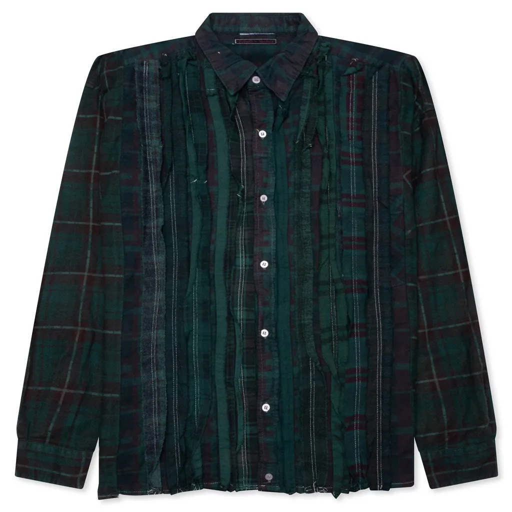 Over Dyed Ribbon Wide Shirt - Green