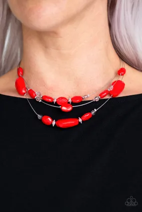 Paparazzi Accessories - Radiant Reflections #N356 Box 4 - Red Necklace