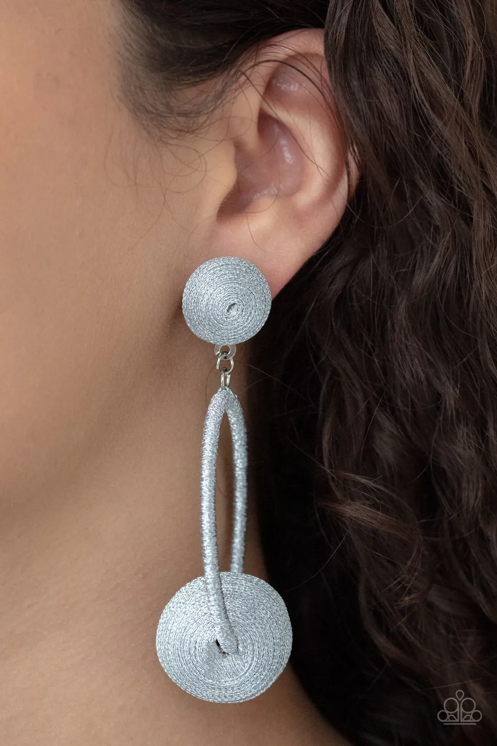 Paparazzi Earrings ~ Social Sphere - Silver Post Earring