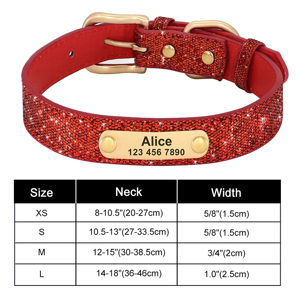 Personalized Dog Collar Bling Customized Anti-lost Pet ID Collar Adjustable Pet Necklace With Engraved Tag For Small Medium Dogs