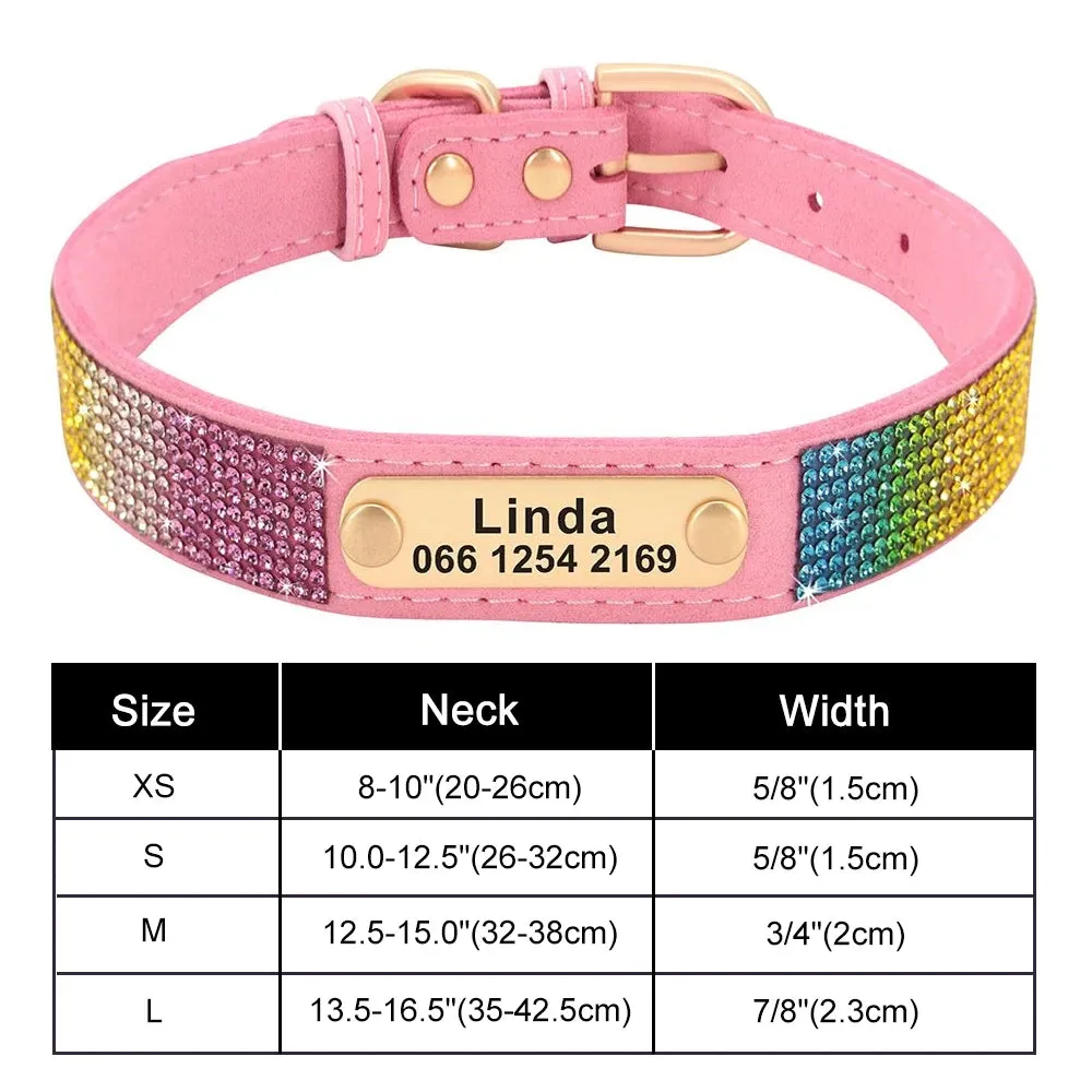 Personalized Dog Collar Bling Customized Anti-lost Pet ID Collar Adjustable Pet Necklace With Engraved Tag For Small Medium Dogs