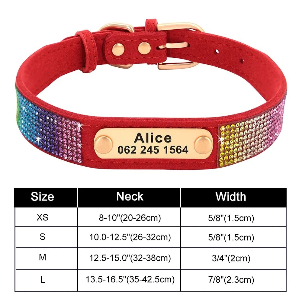 Personalized Dog Collar Bling Customized Anti-lost Pet ID Collar Adjustable Pet Necklace With Engraved Tag For Small Medium Dogs